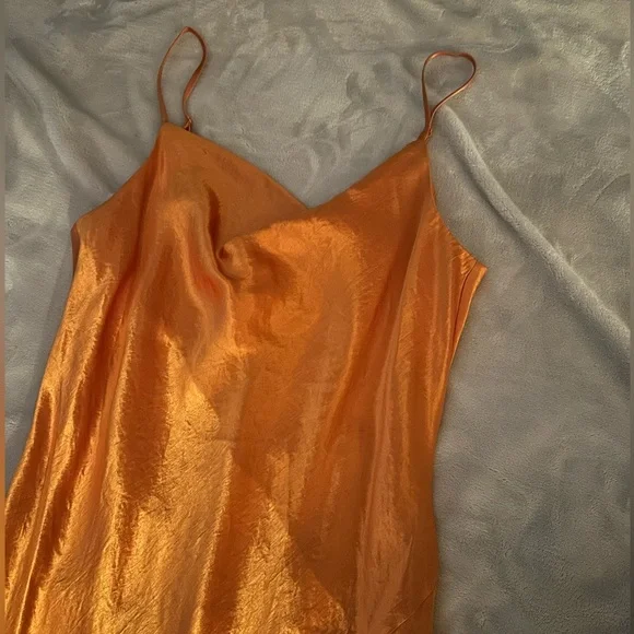 Babaton Satin Slip Dress in Vibrant Orange - Picture 2 of 3
